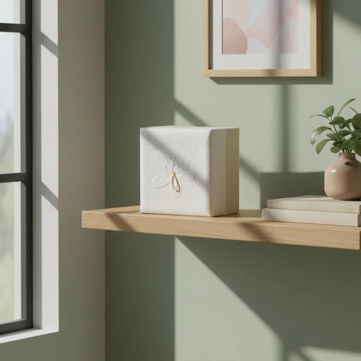 Embrace Biodegradable Urn for Ashes in White Hemp - Medium