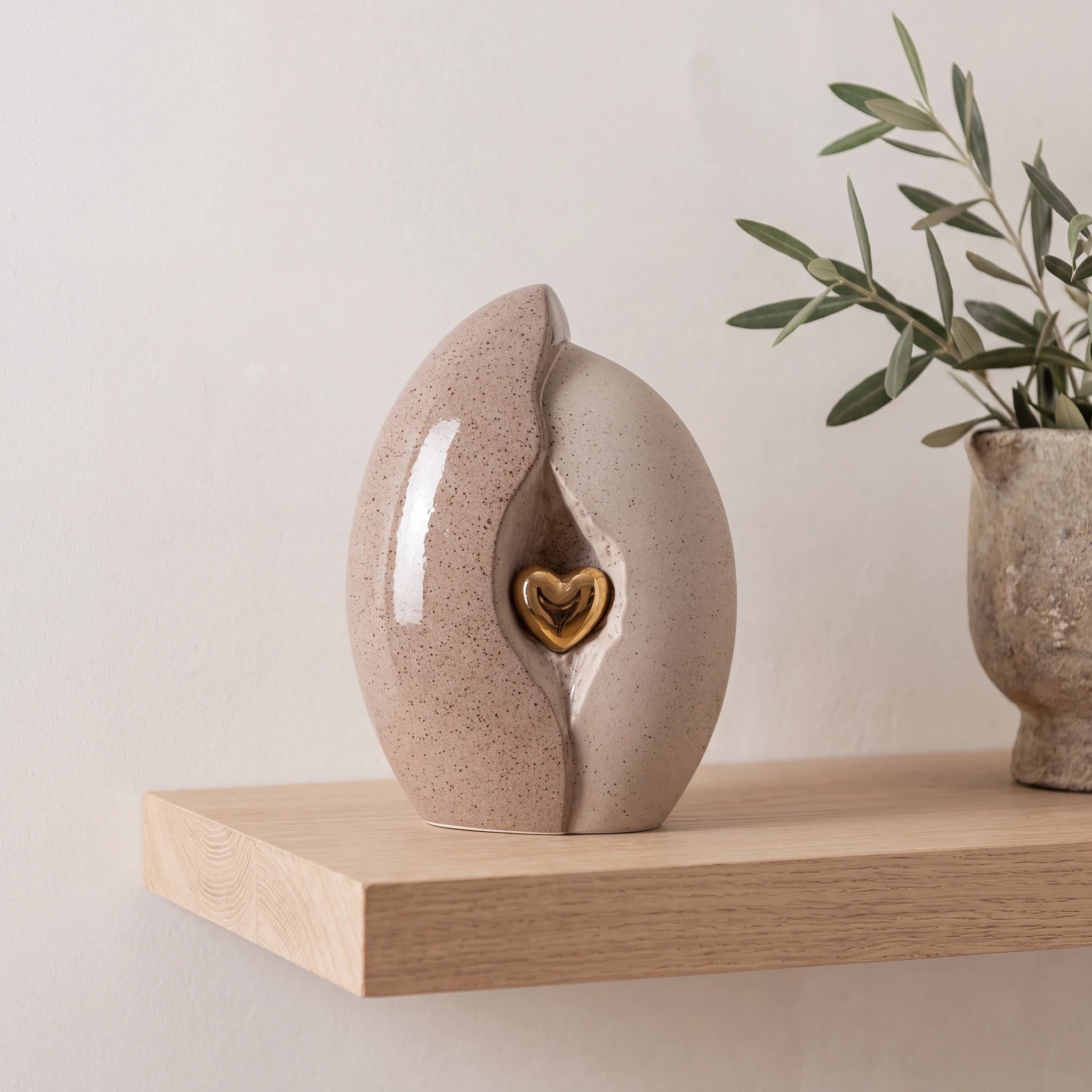 Embrace Heart Cremation Urn for Ashes in Brown and Gold