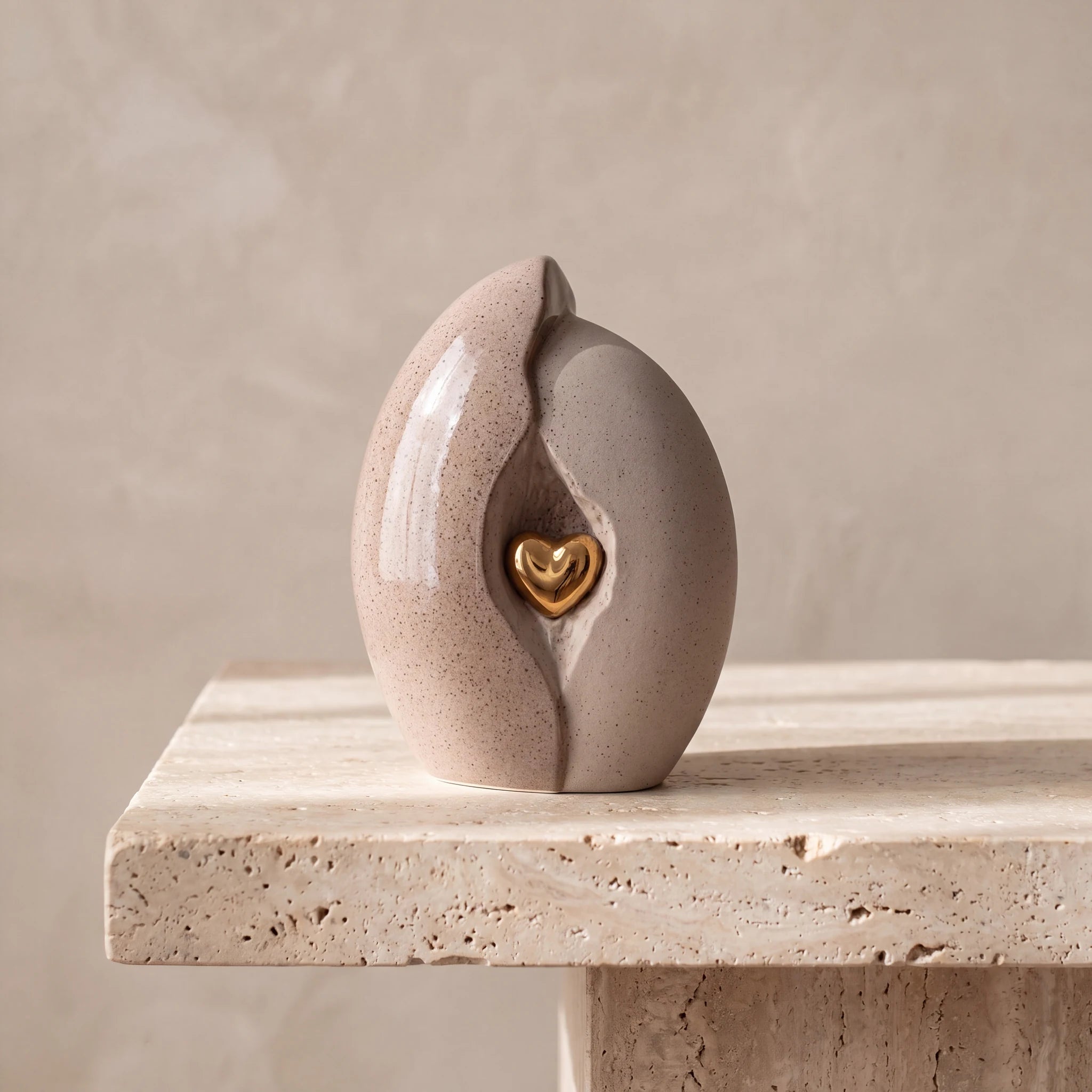 Embrace Heart Cremation Urn for Ashes in Brown and Gold