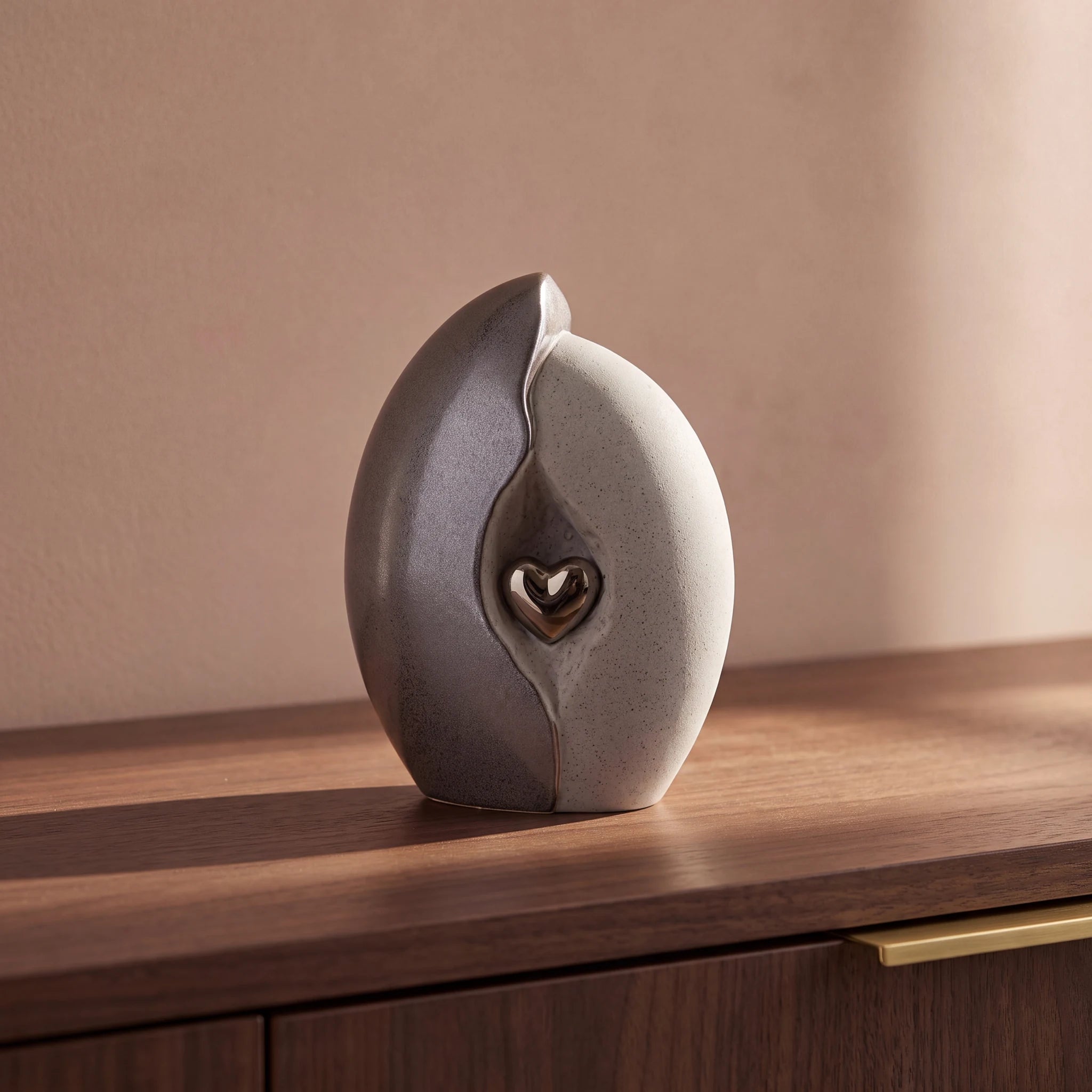 Embrace Heart Cremation Urn for Ashes in Grey and Silver