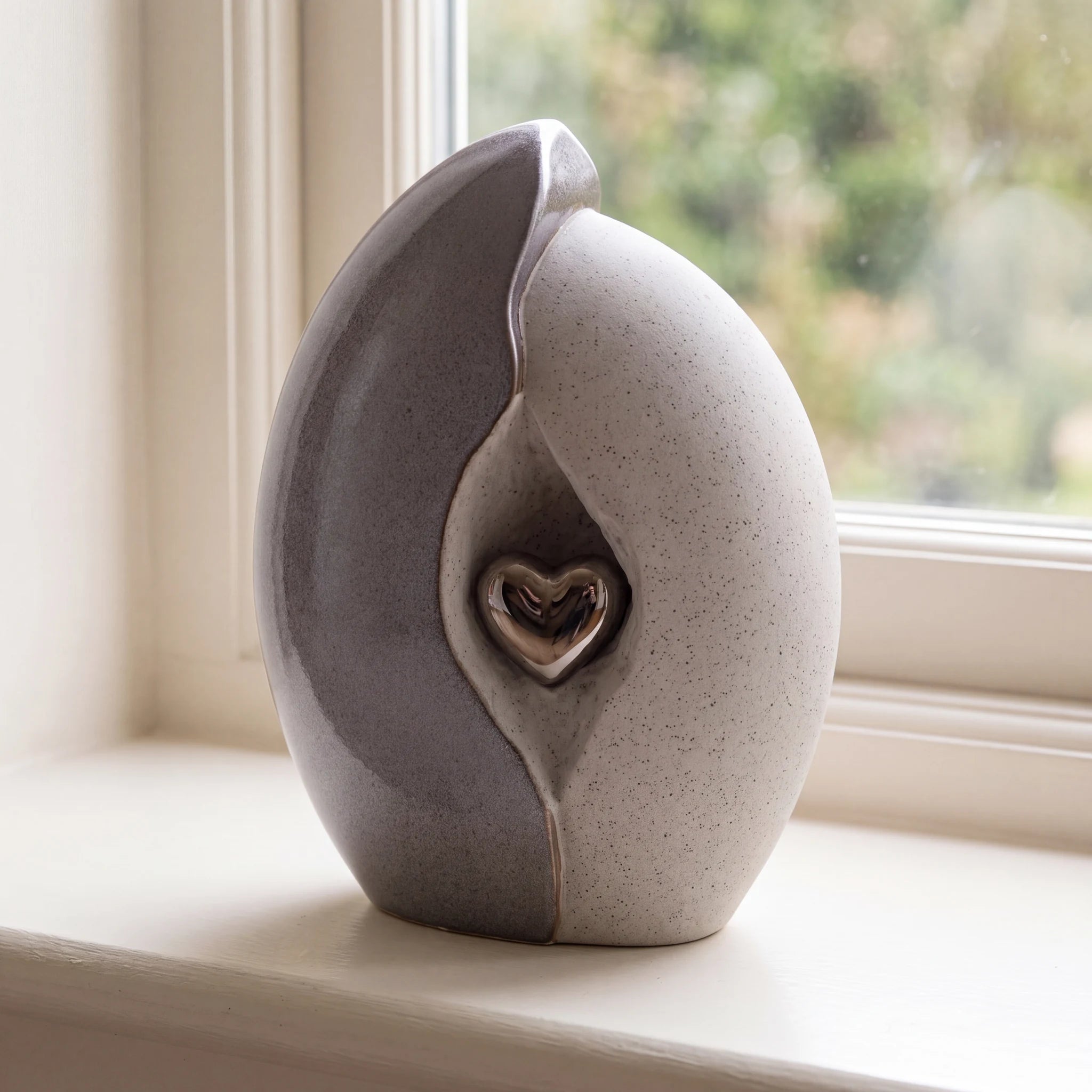 Embrace Heart Cremation Urn for Ashes in Grey and Silver