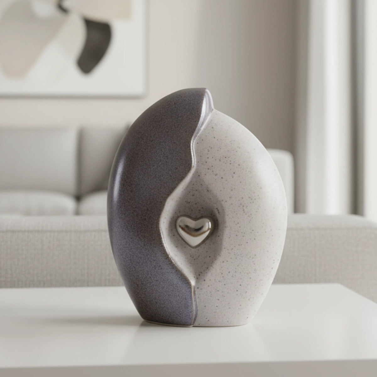 Embrace Heart Cremation Urn for Ashes in Grey and Silver