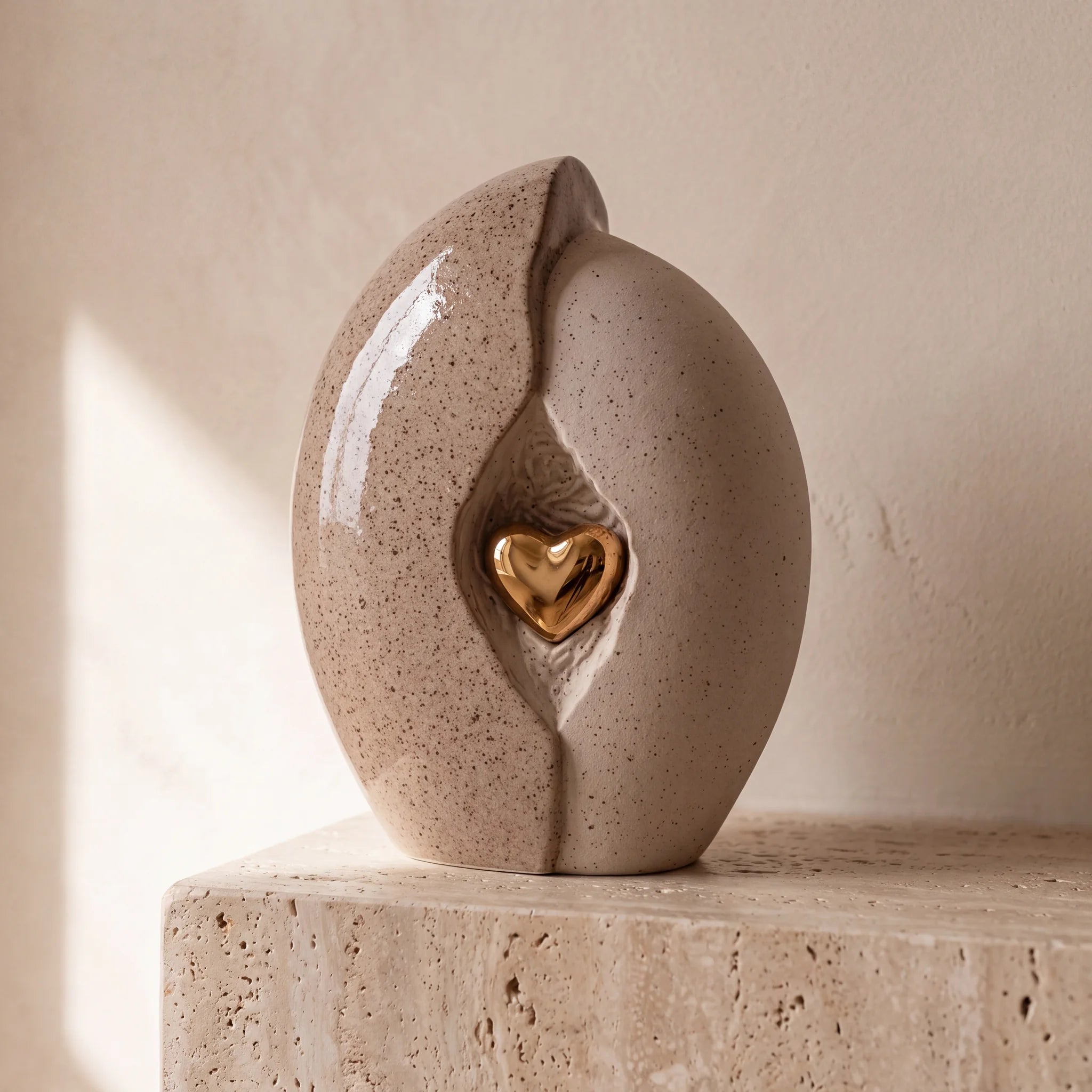 Embrace-Heart-Medium-Urn-for-Ashes-in-Brown-and-Gold-Travertine-Ledge