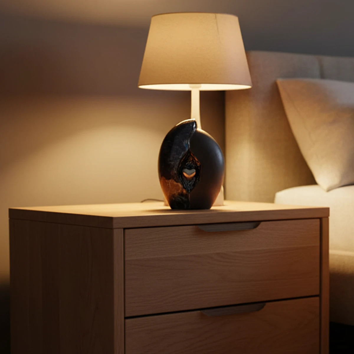 Embrace Heart Small Urn for Ashes in Dark Blue and Black