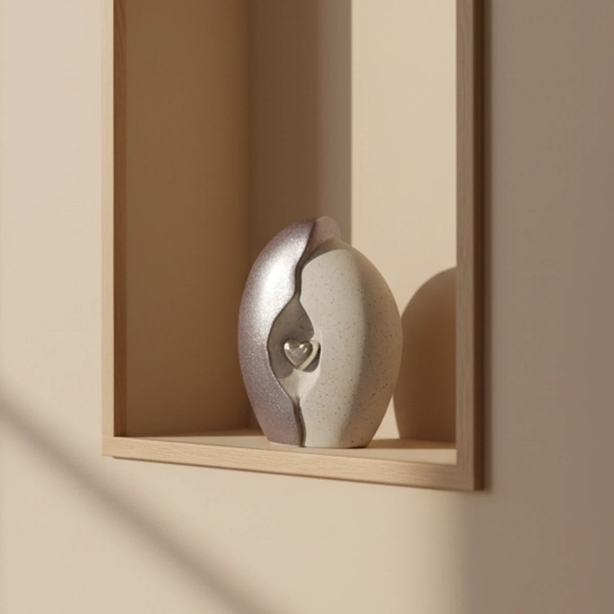 Embrace Heart Small Urn for Ashes in Grey and Silver