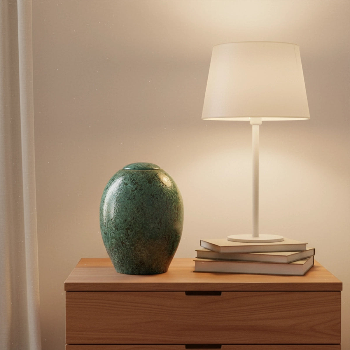 Emerald Green Crystalline Glazed Cremation Urn for Ashes