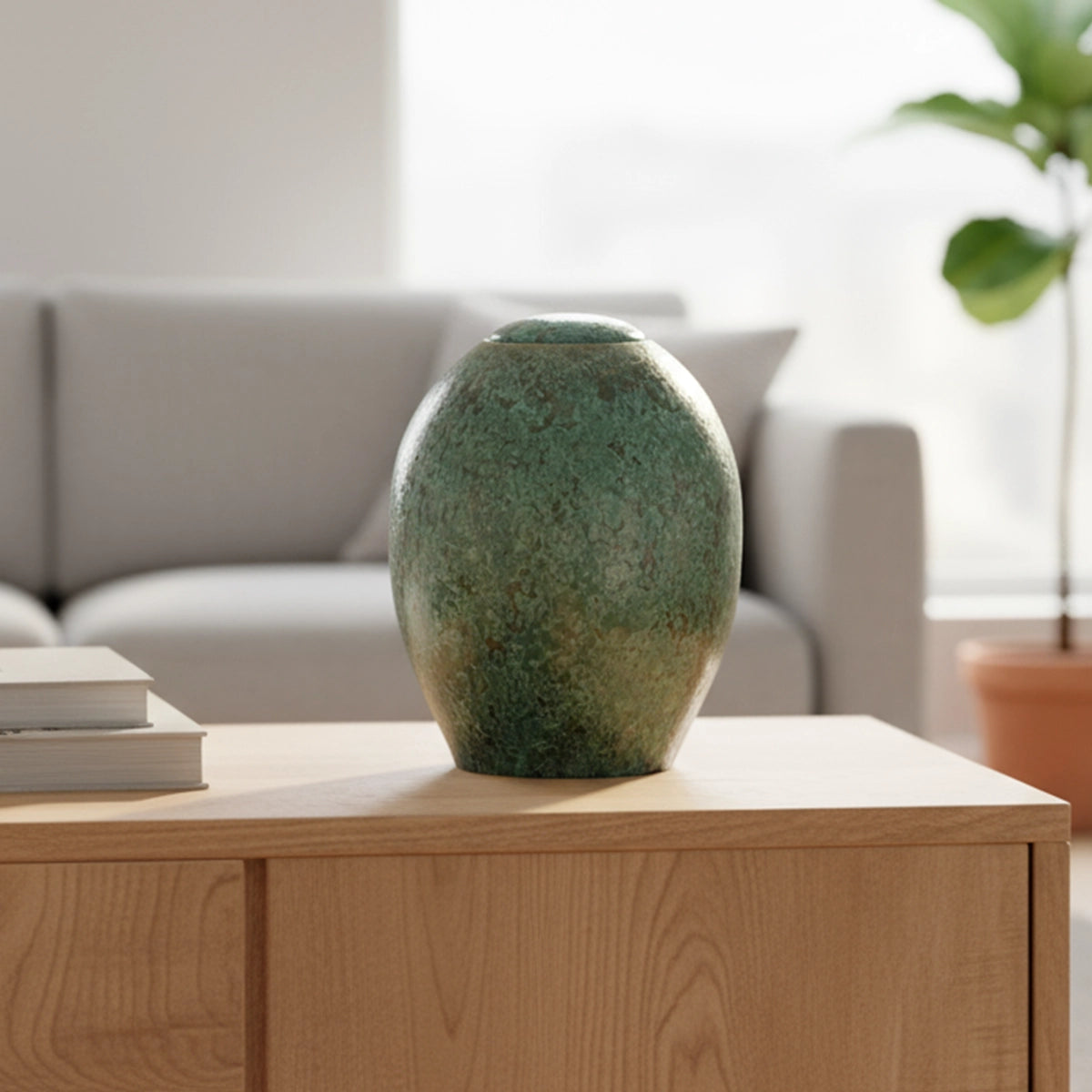 Emerald Green Crystalline Glazed Cremation Urn for Ashes