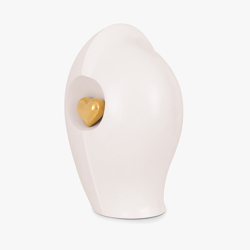 Enduring Heart Adult Cremation Urn for Ashes in White and Gold
