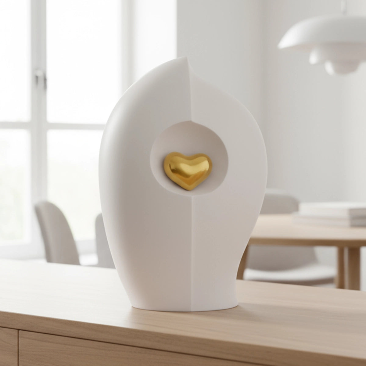 Enduring Heart Adult Cremation Urn for Ashes in White and Gold