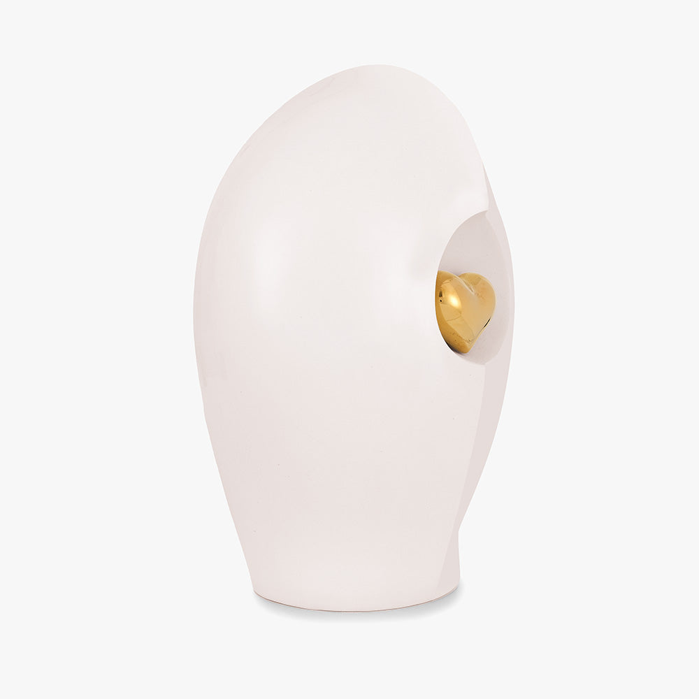 Enduring Heart Adult Cremation Urn for Ashes in White and Gold