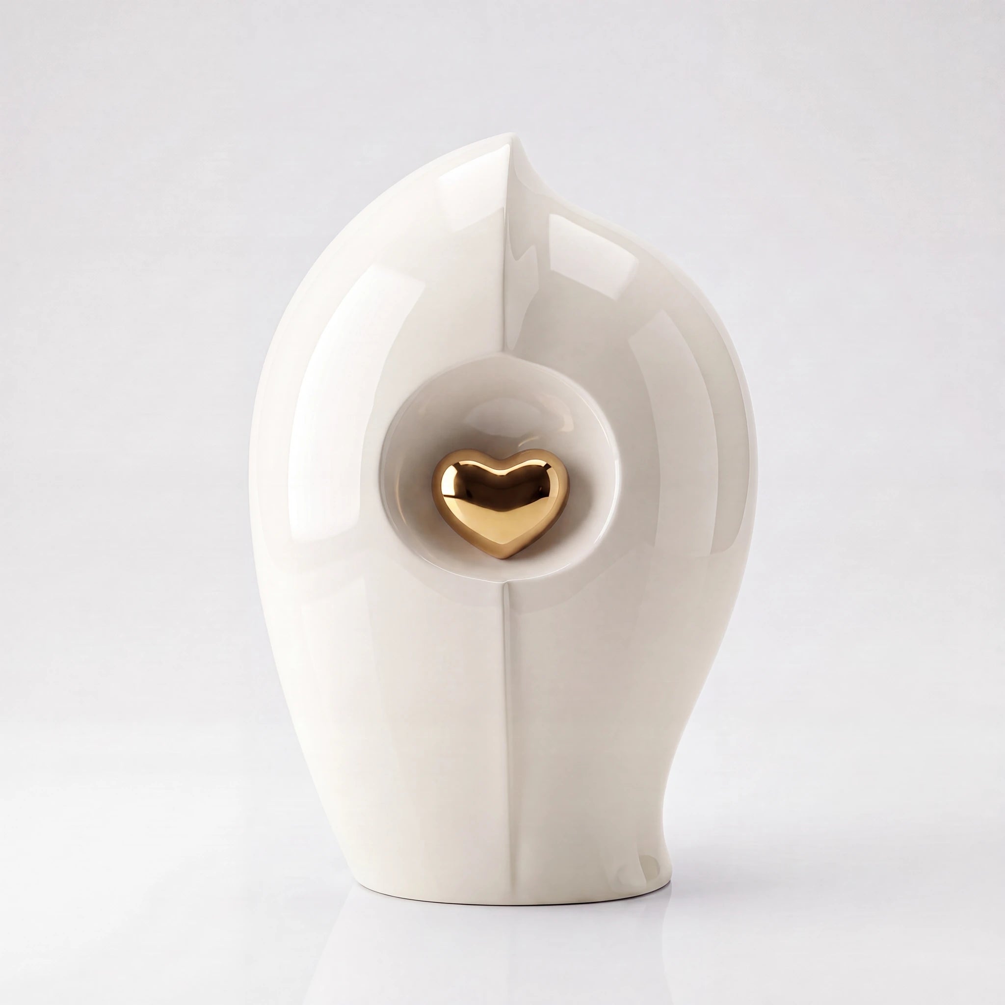 Enduring Heart Adult Cremation Urn for Ashes in Ivory and Gold