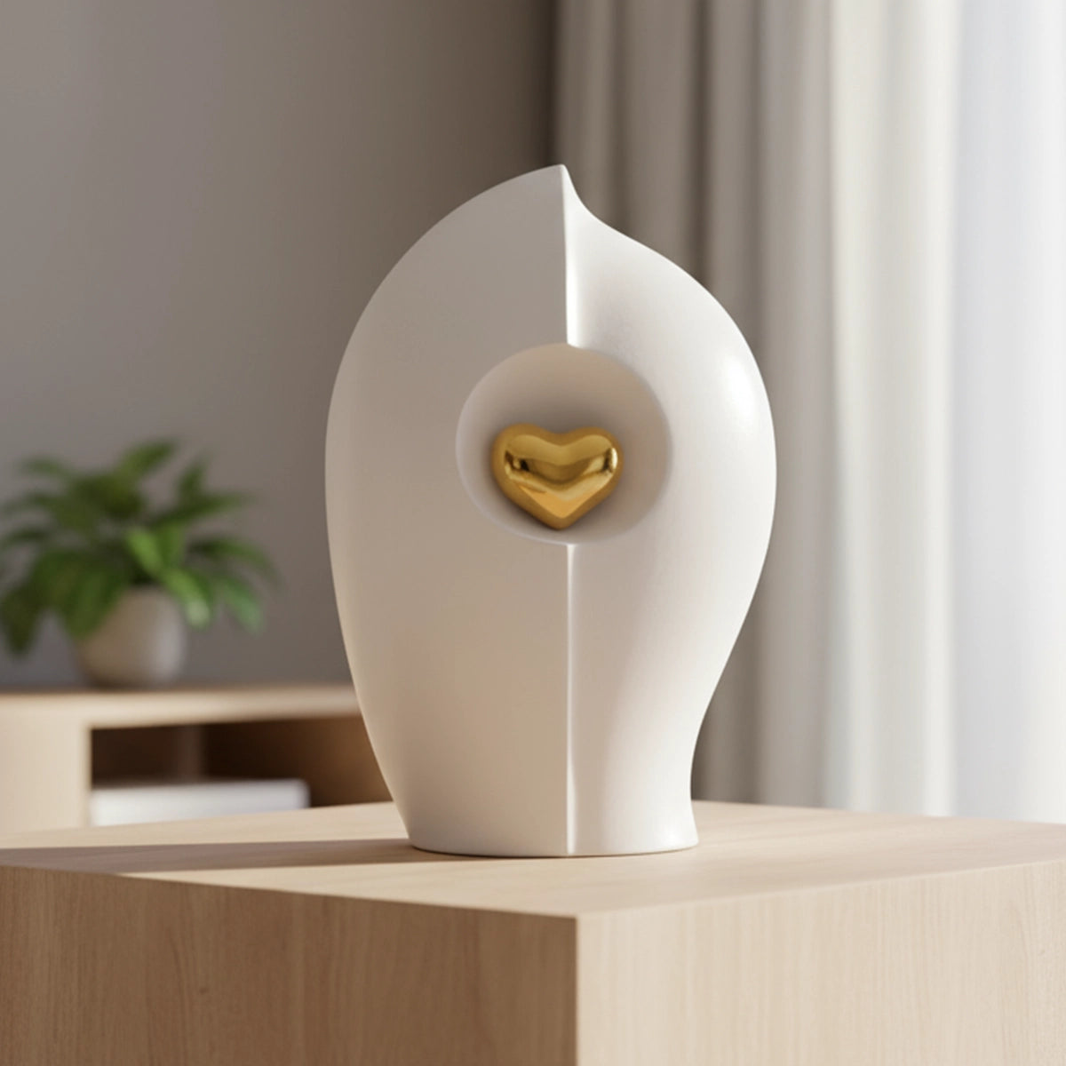 Enduring Heart Adult Cremation Urn for Ashes in White and Gold