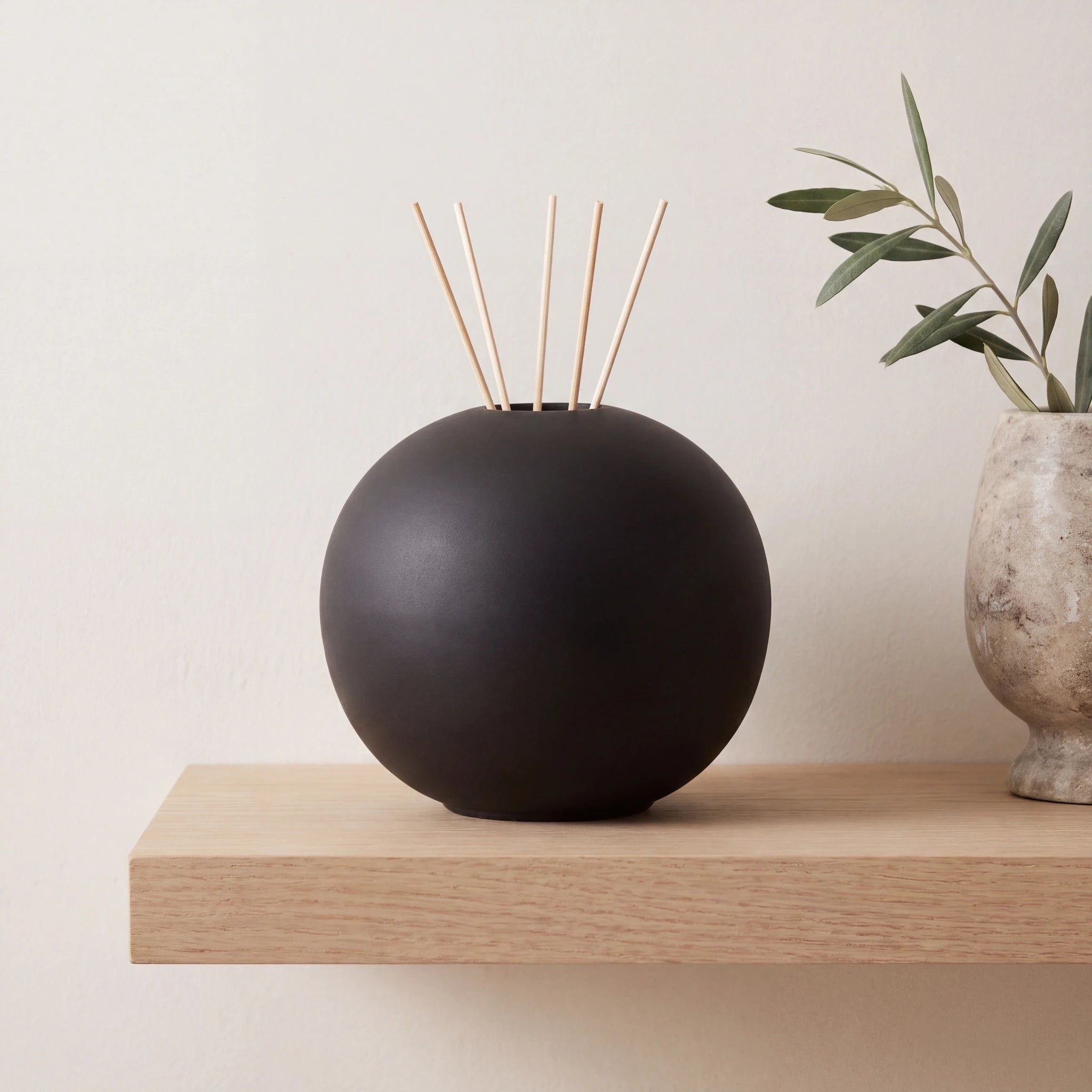 Essence-of-Life-Scented-Medium-Urn-for-Ashes-in-Black-Oak-Shelf