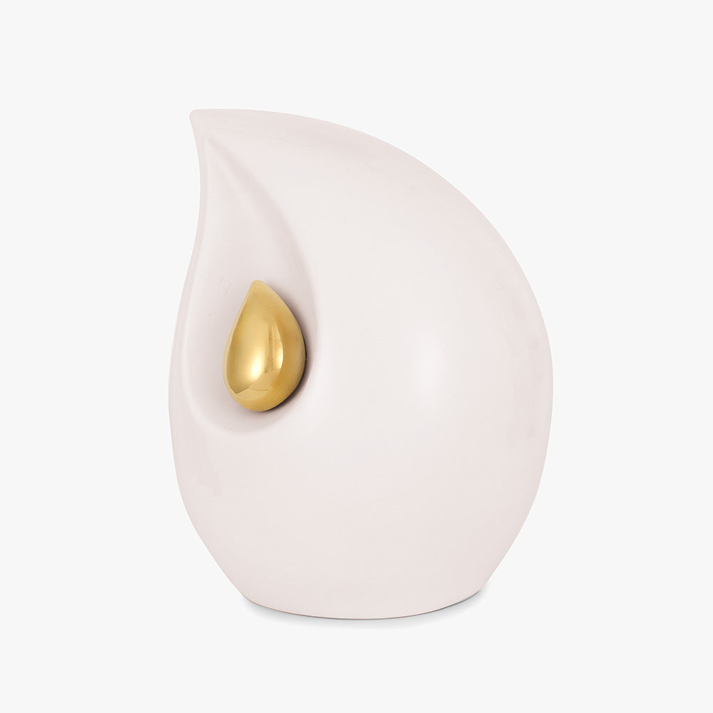 Eternal Flame Adult Cremation Urn for Ashes in White and Gold