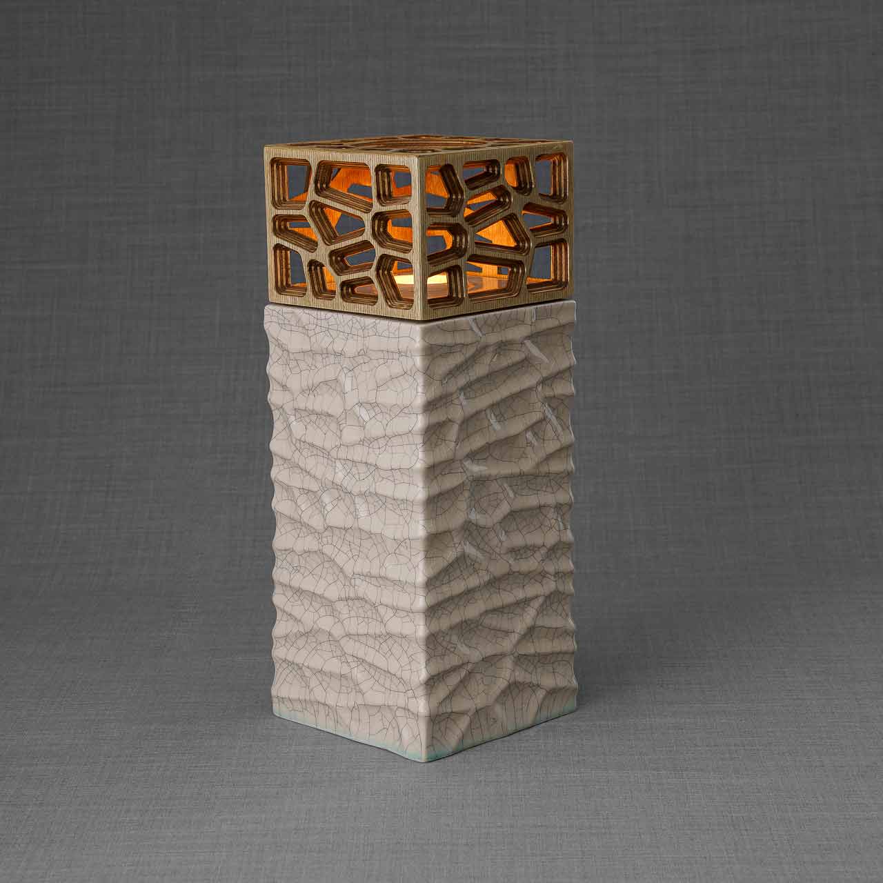 Eternal Lantern Candle Adult Cremation Urn for Ashes Crackle Glaze Back View