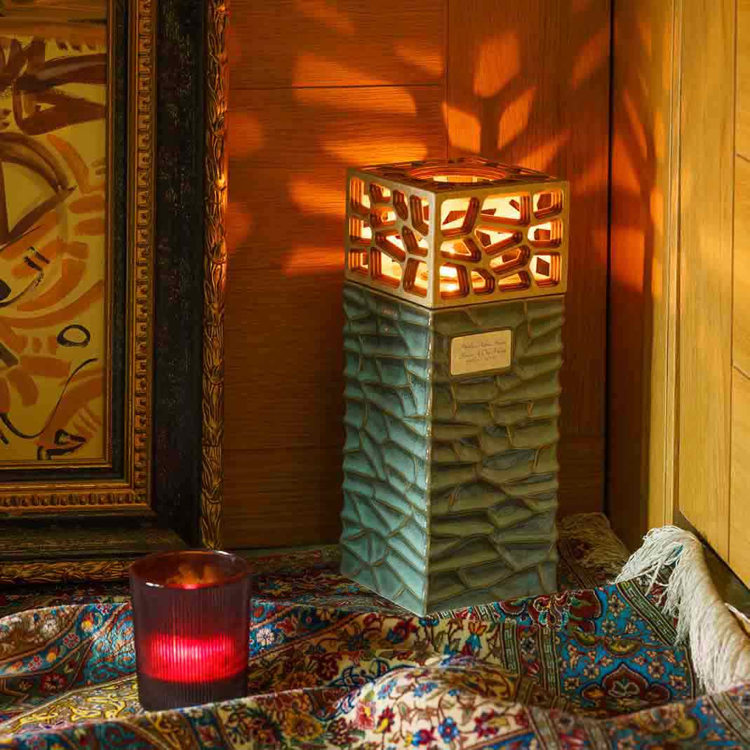 Eternal Lantern Candle Adult Cremation Urn for Ashes Oily Green Right In Home