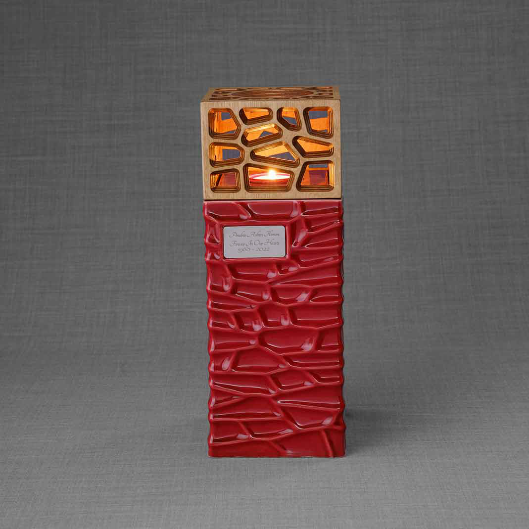 Eternal Lantern Candle Adult Cremation Urn for Ashes Red Front