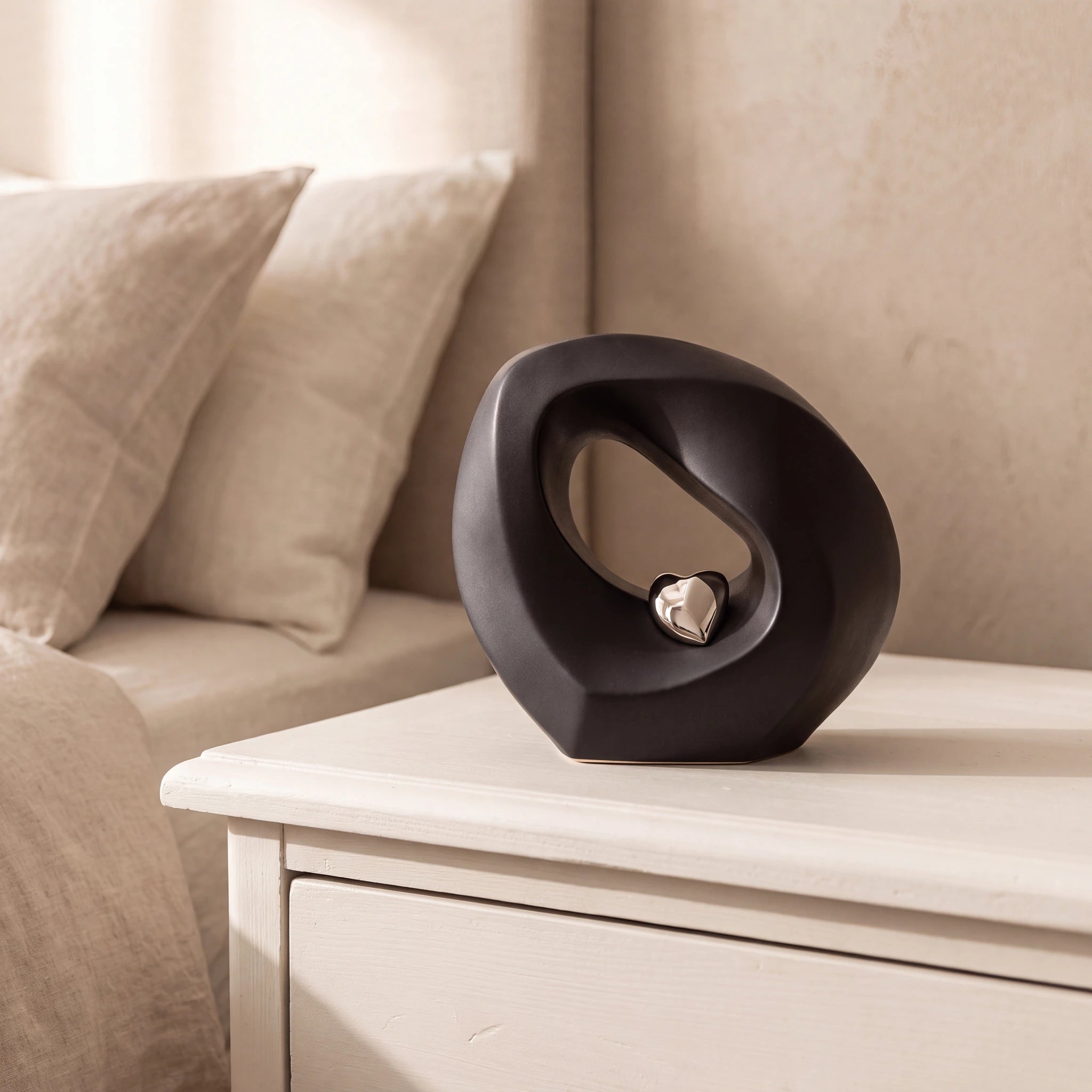 Eternal Love Cremation Urn for Ashes in Black and Silver