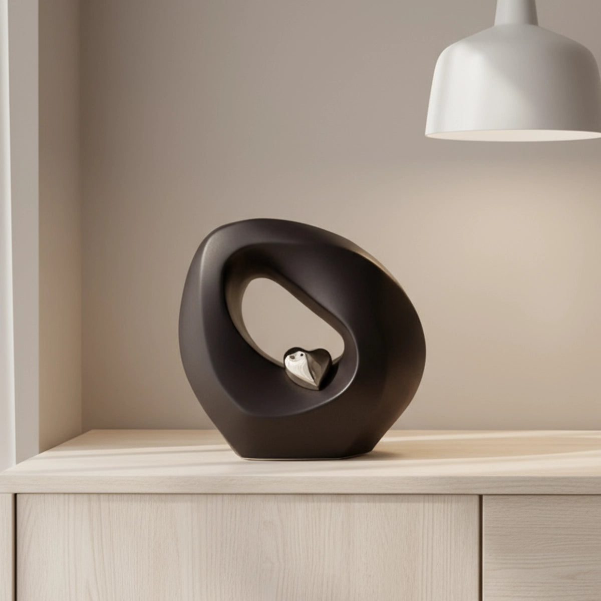 Eternal Love Cremation Urn for Ashes in Black and Silver