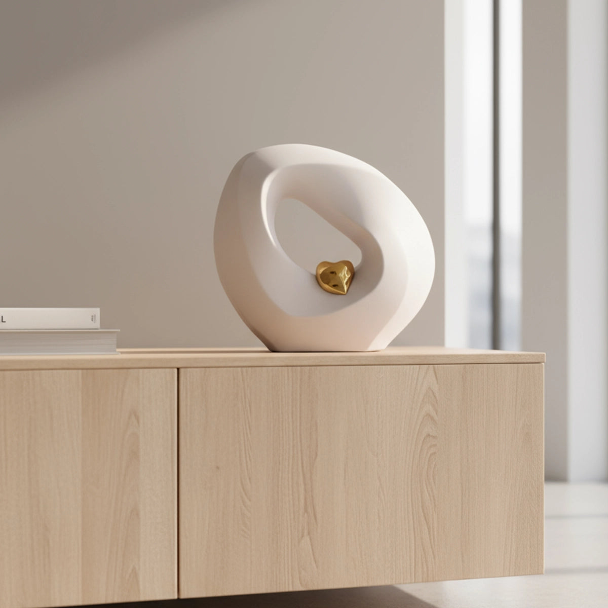 Eternal Love Cremation Urn for Ashes in White and Gold