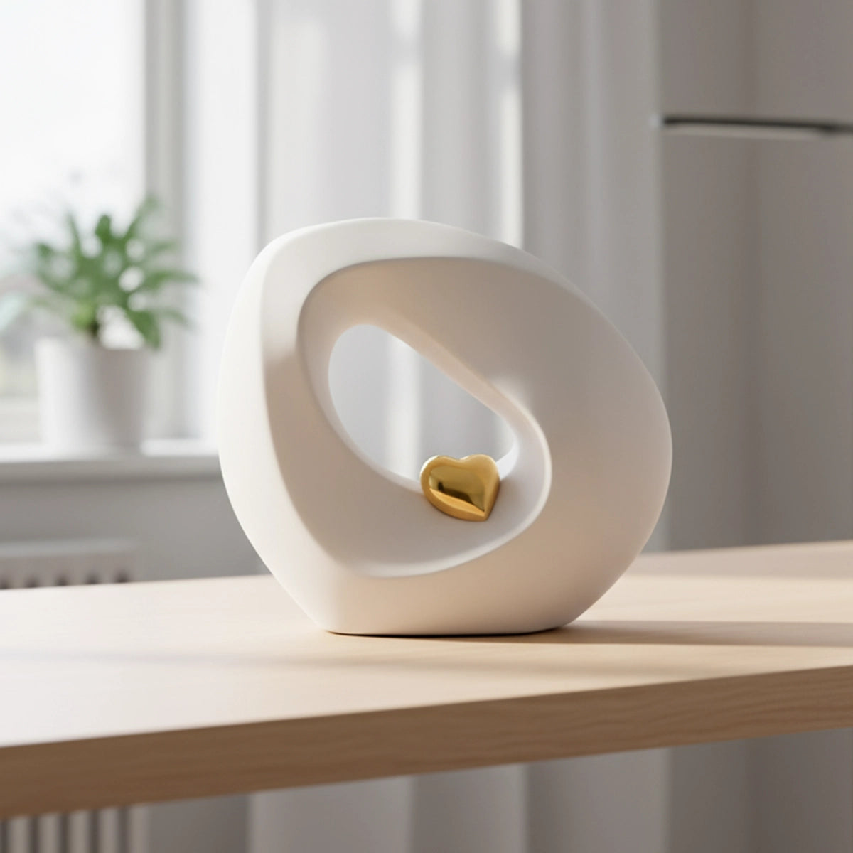 Eternal Love Cremation Urn for Ashes in White and Gold