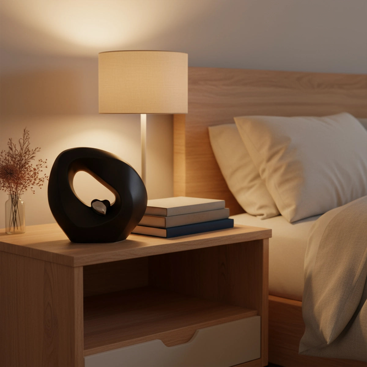 Eternal Love Medium Urn for Ashes in Black and Silver