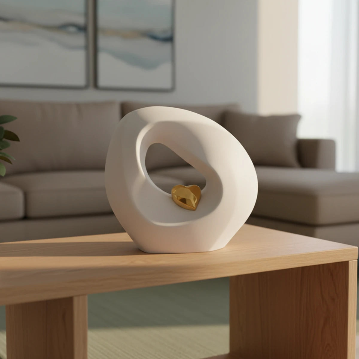 Eternal Love Medium Urn for Ashes in White and Gold