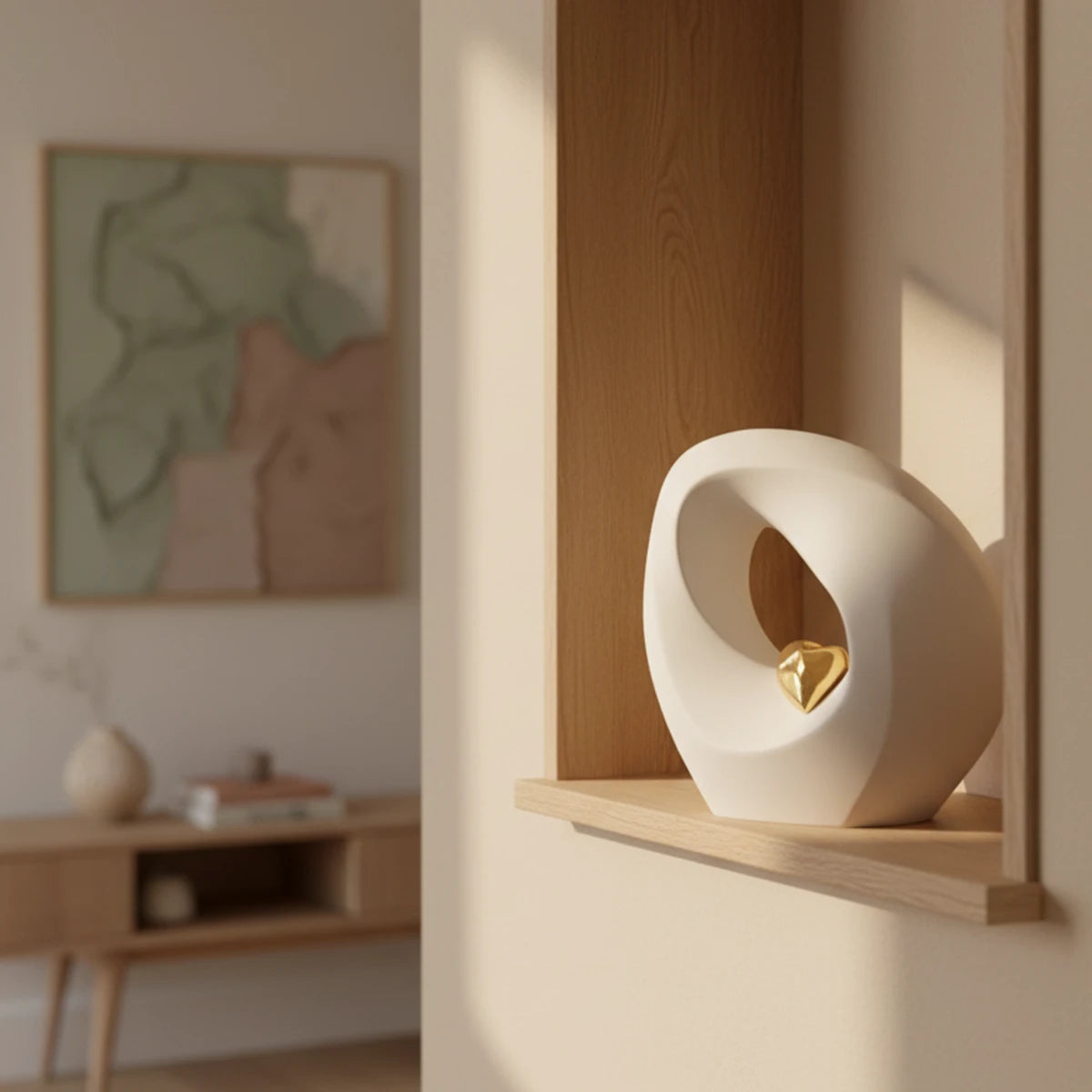 Eternal Love Medium Urn for Ashes in White and Gold