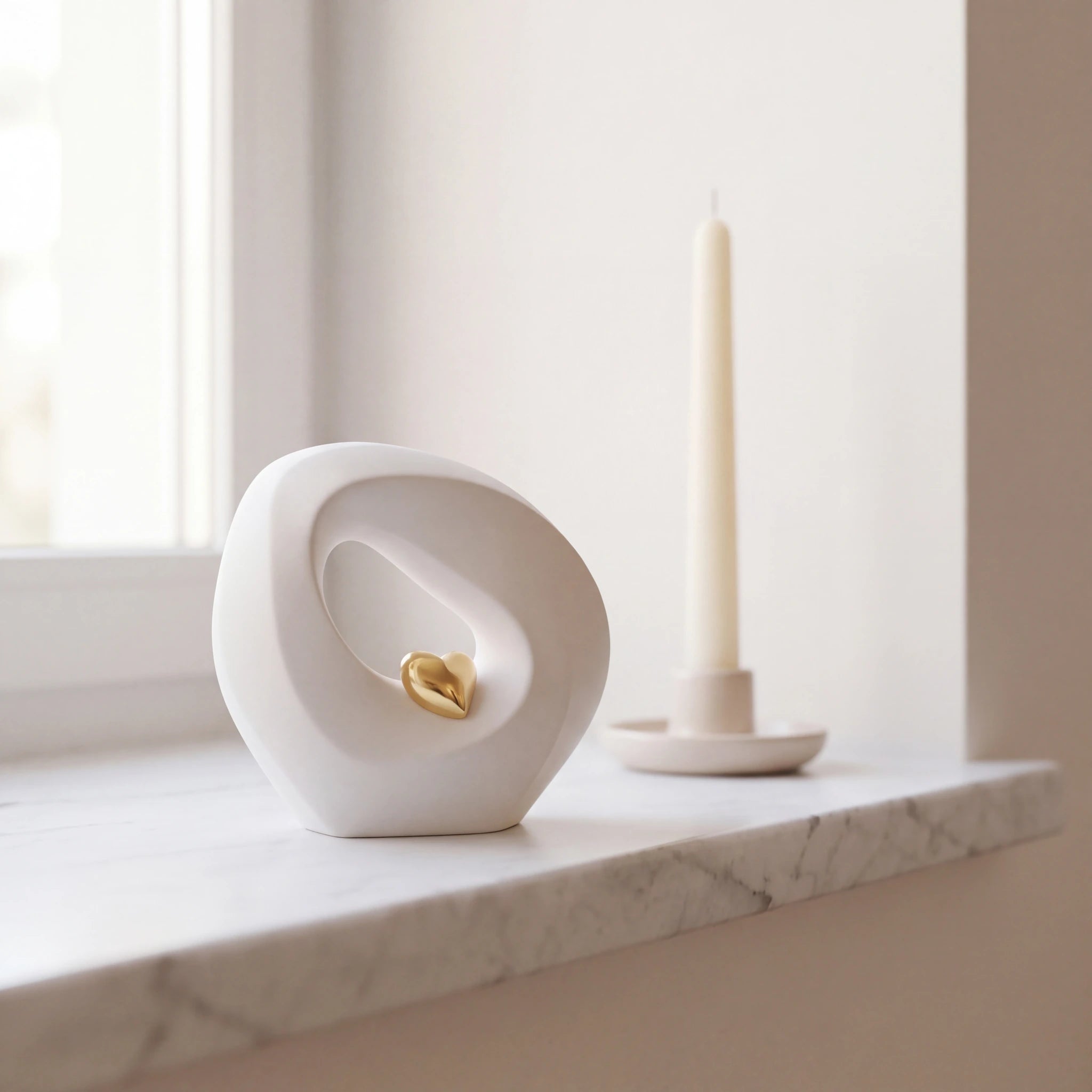 Eternal-Love-Small-Urn-for-Ashes-in-White-and-Gold-Marble-Ledge
