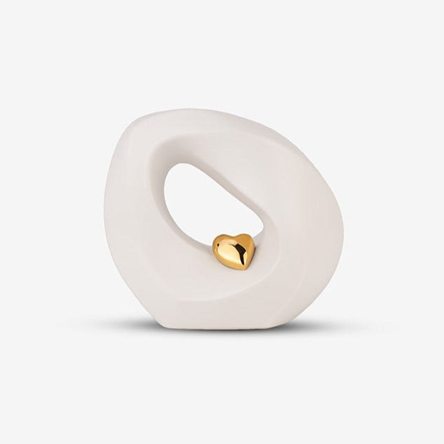 Eternal Love Small Urn for Ashes in White and Gold