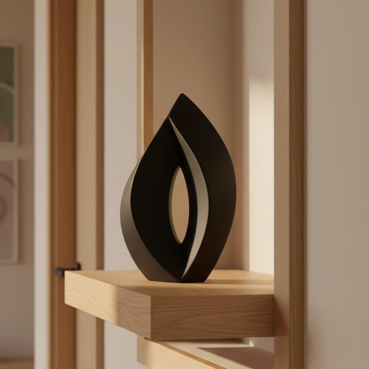 Flame Adult Cremation Urn for Ashes in Black