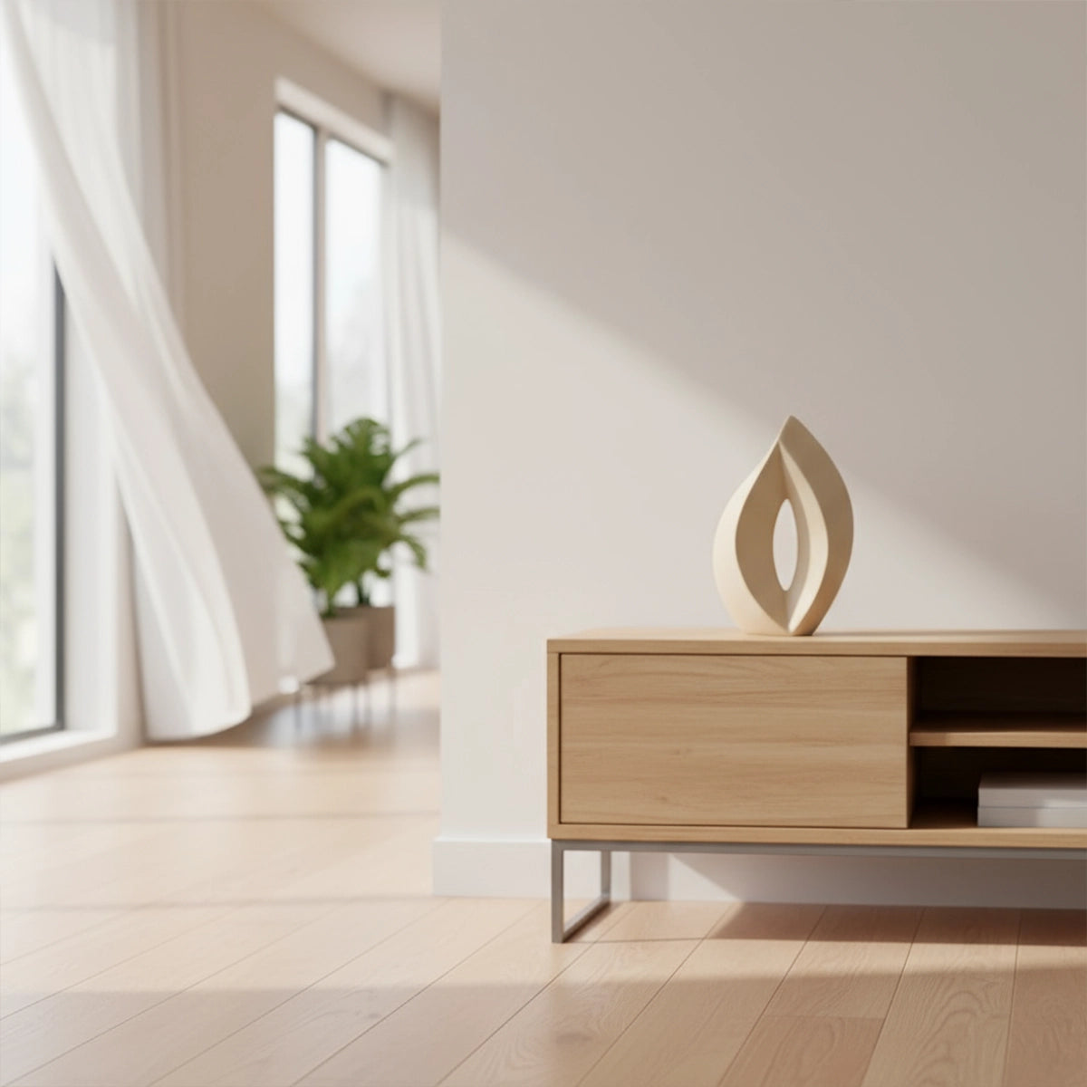 Flame Adult Cremation Urn for Ashes in Cream