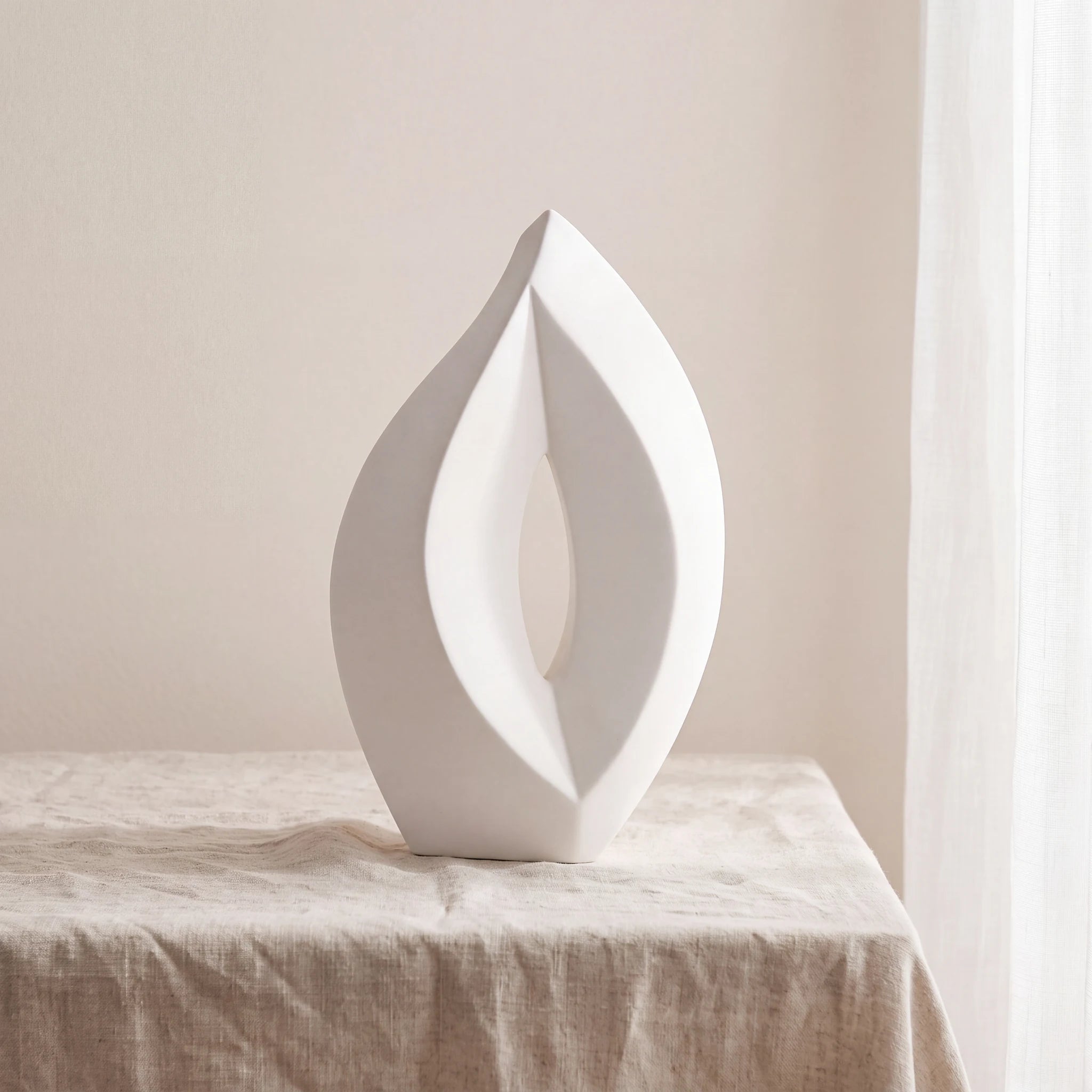 Flame Adult Cremation Urn for Ashes in White