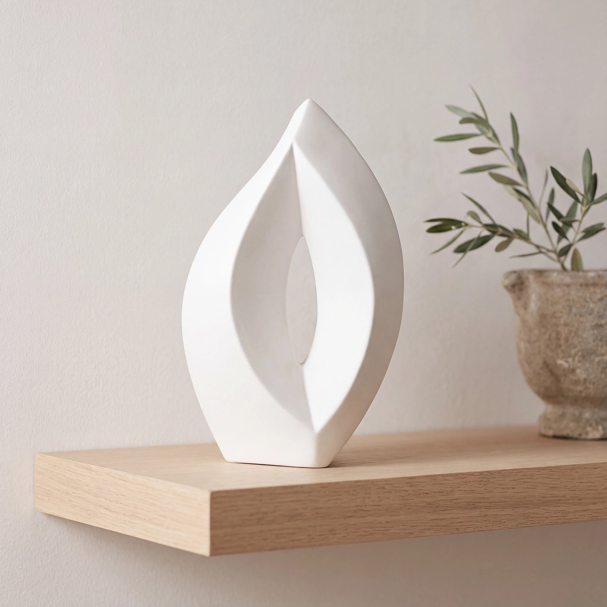 Flame Adult Cremation Urn for Ashes in White