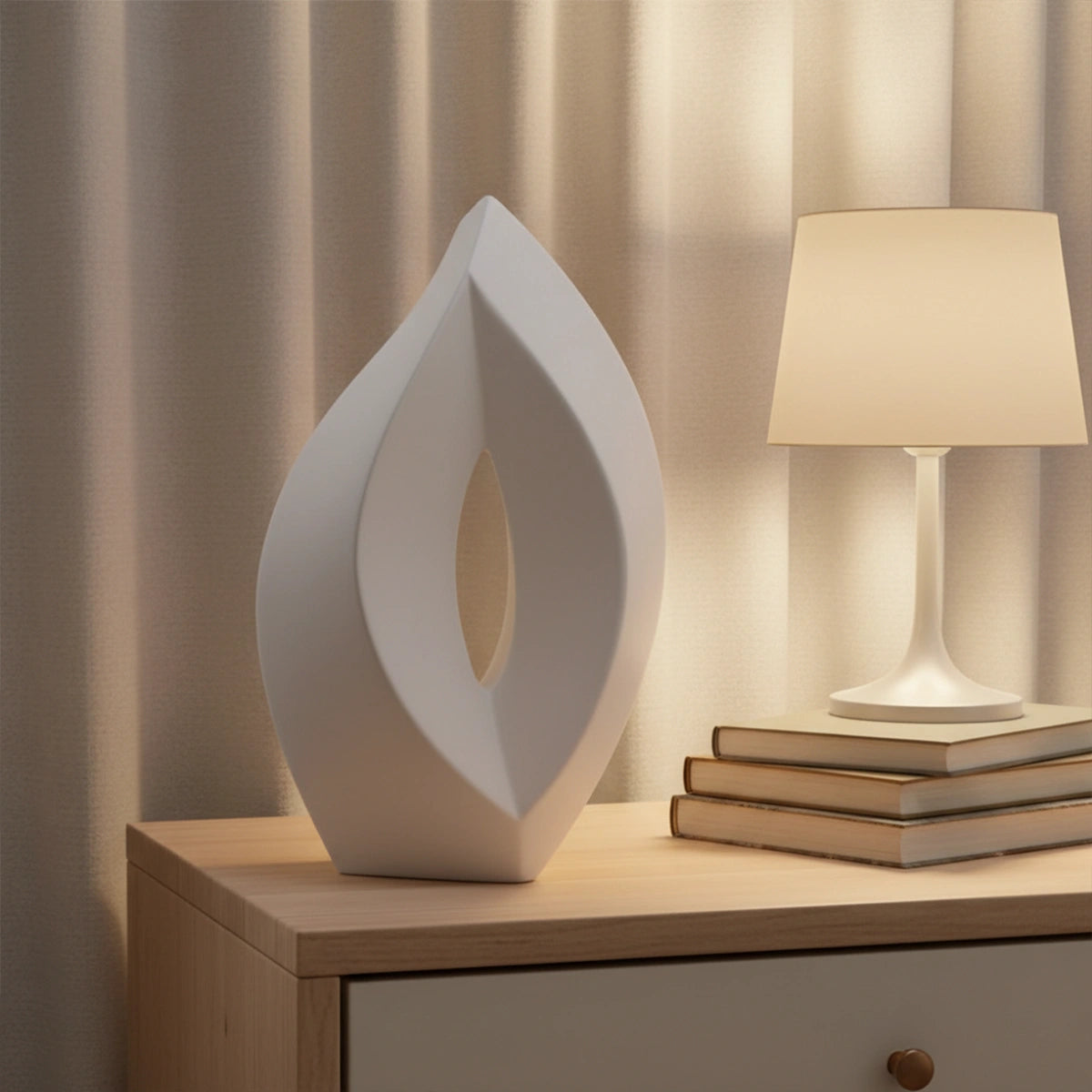 Flame Adult Cremation Urn for Ashes in White