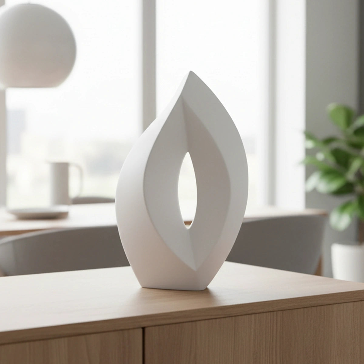 Flame Adult Cremation Urn for Ashes in White