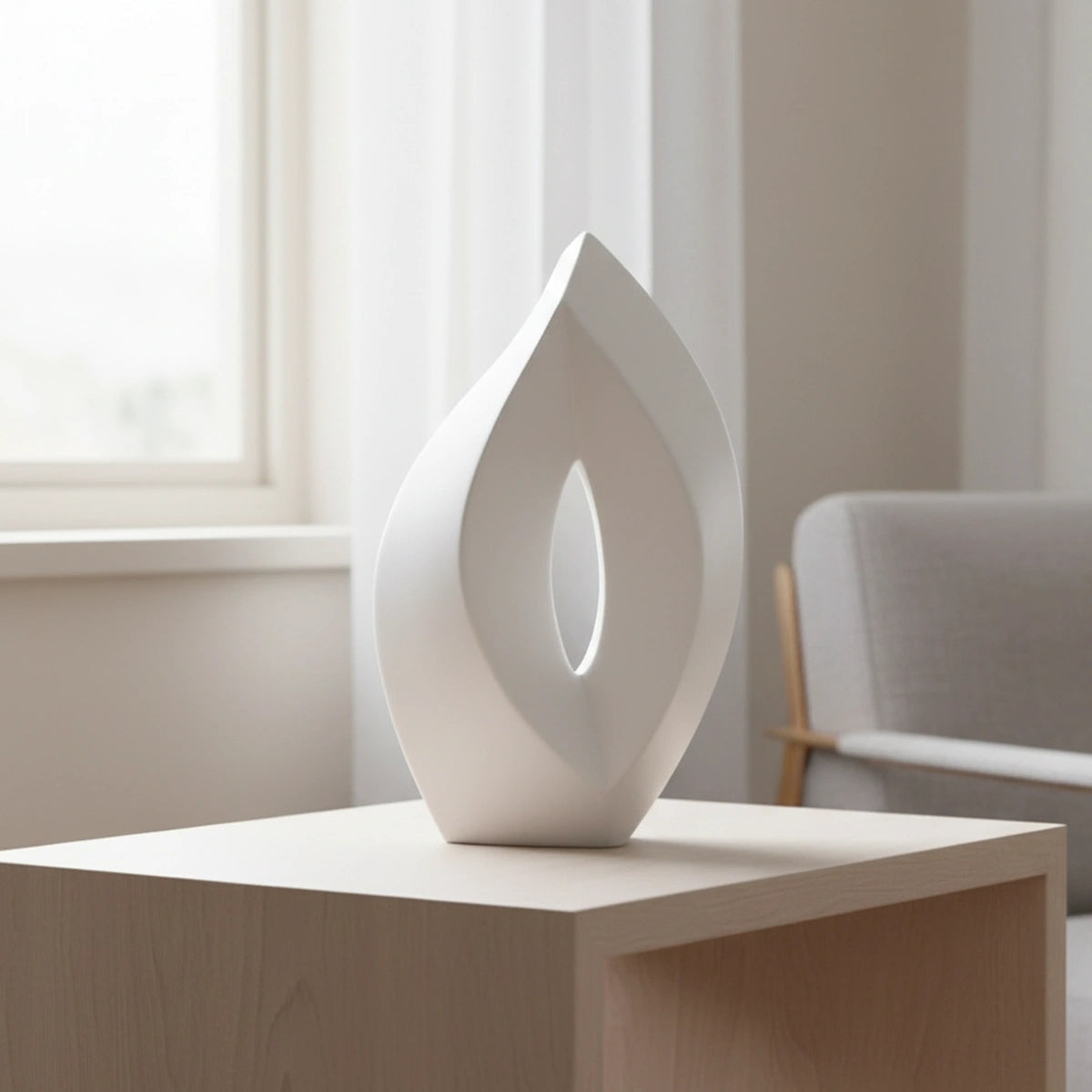 Flame Adult Cremation Urn for Ashes in White