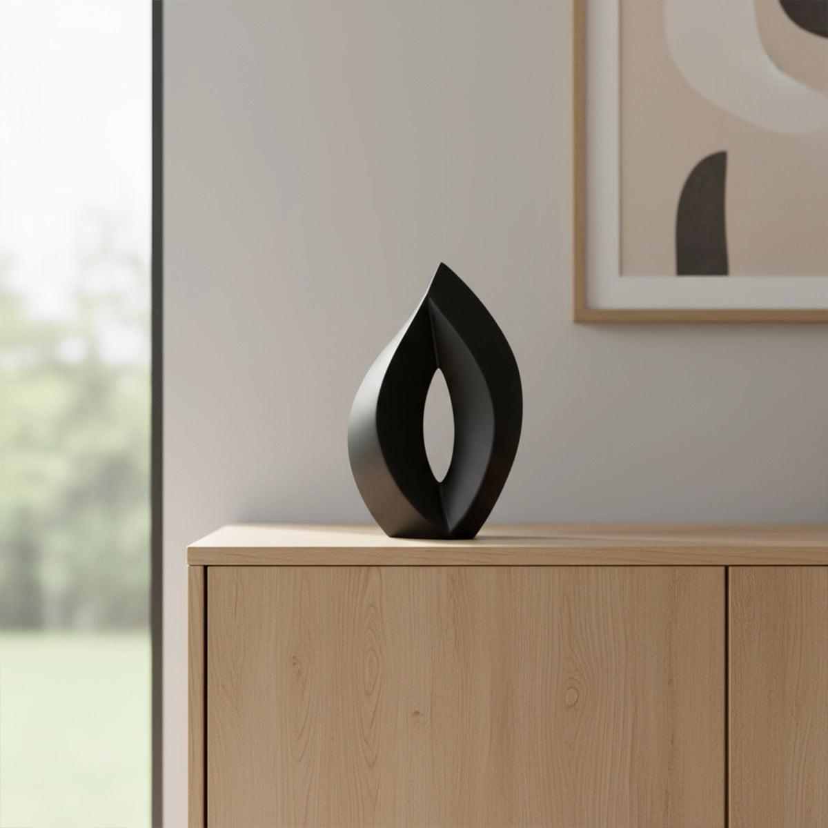 Flame Medium Urn for Ashes in Black