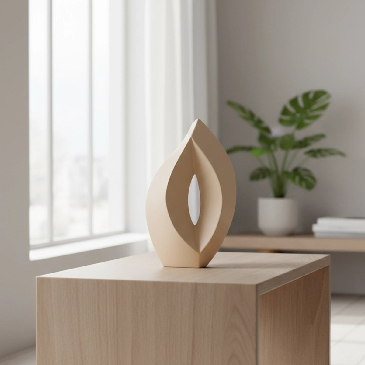 Flame Medium Urn for Ashes in Cream