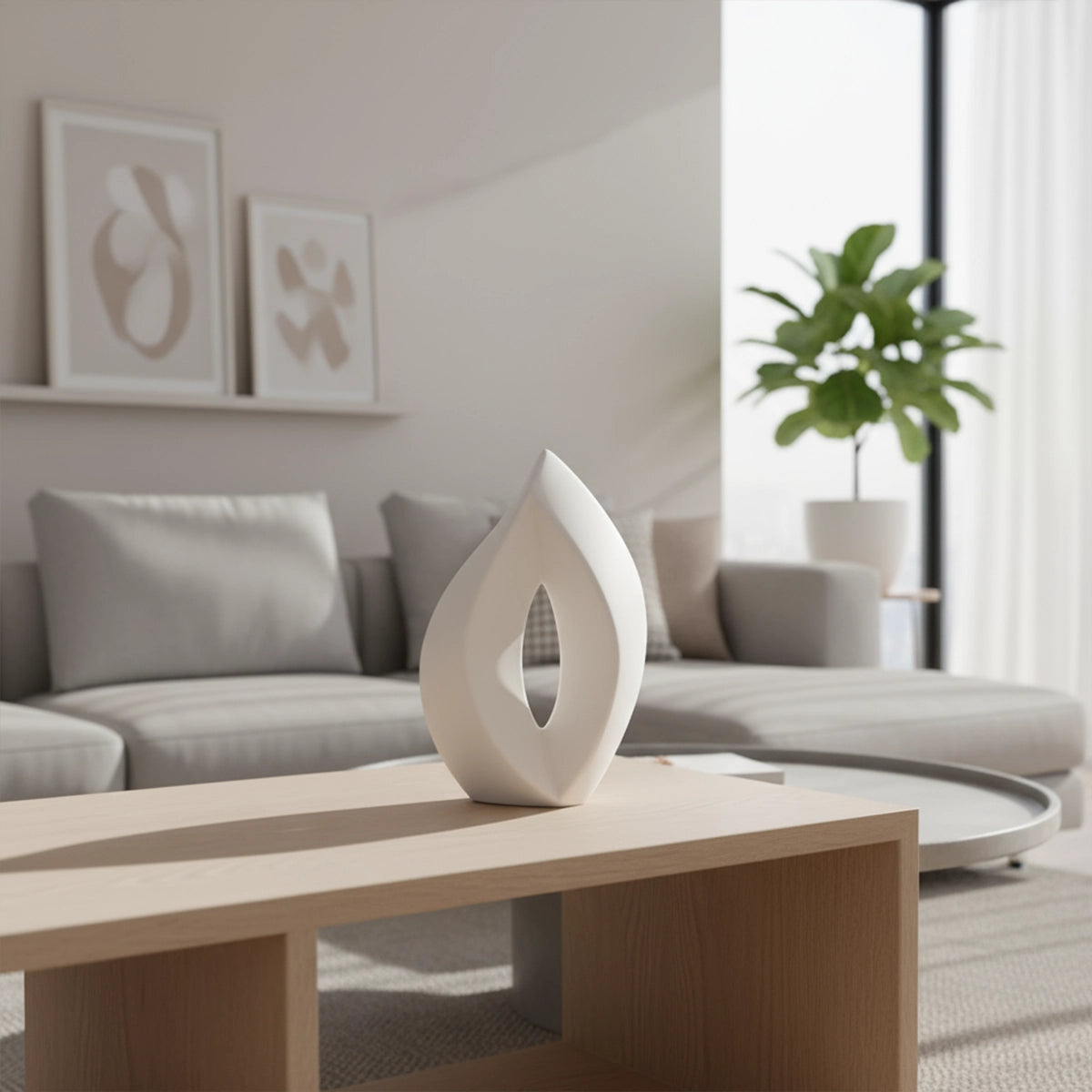 Flame Medium Urn for Ashes in White