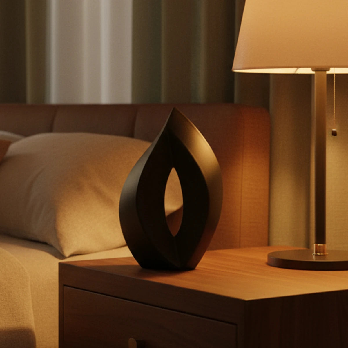 Flame Small Urn for Ashes in Black