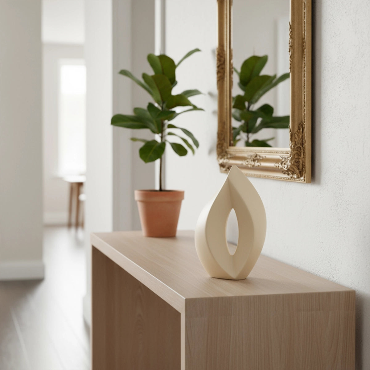 Flame Small Urn for Ashes in Cream