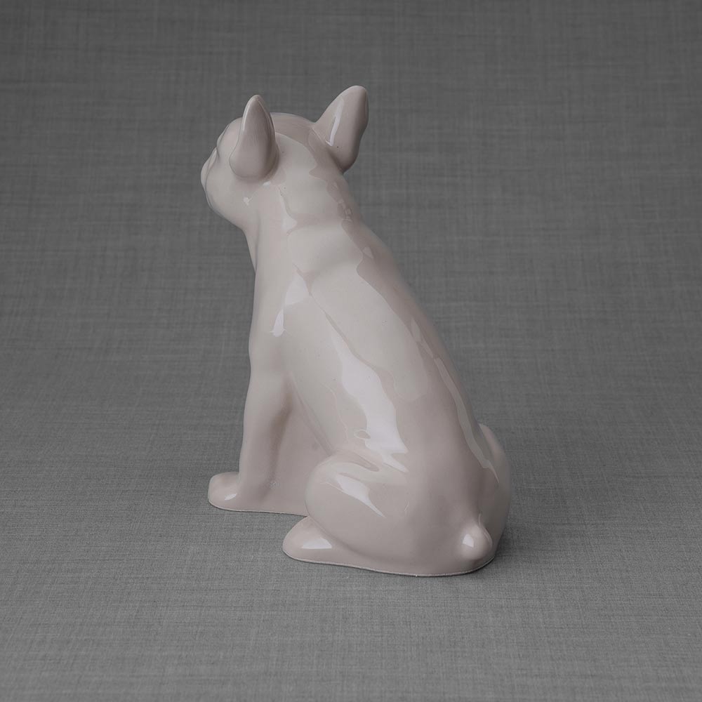 French Bulldog Pet Urn for Ashes in Cream Back Left
