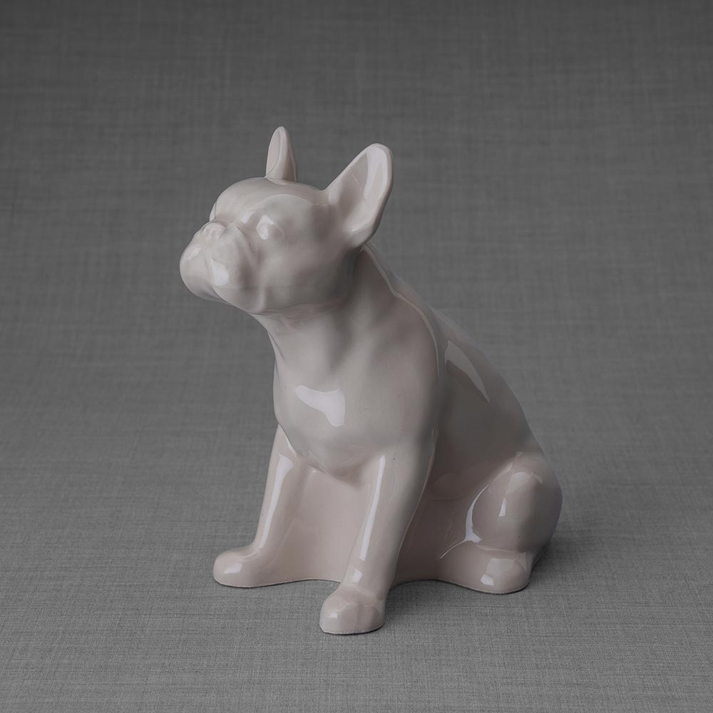 French Bulldog Pet Urn for Ashes in Cream Left