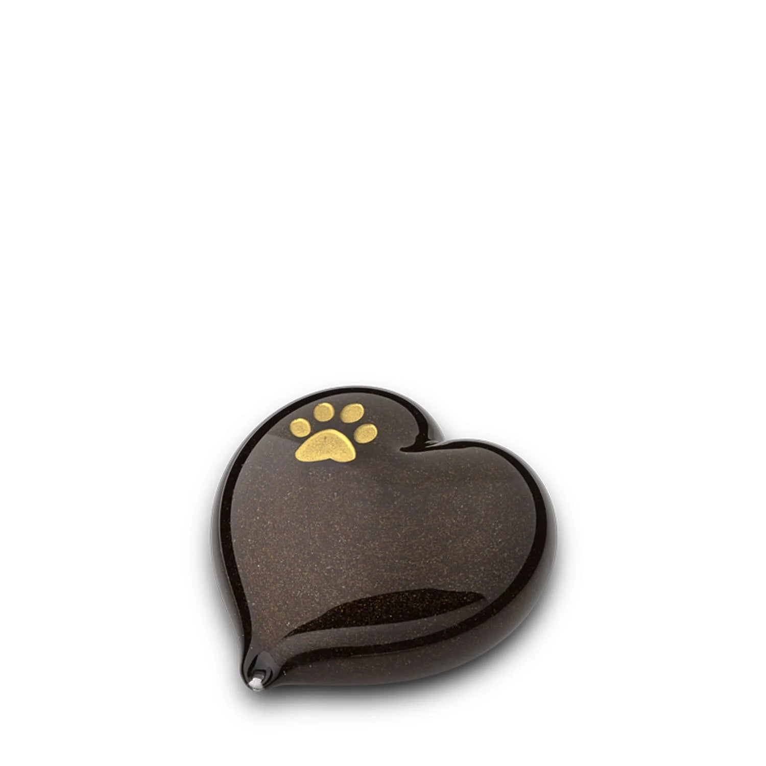 Heart Pawprint Pet Keepsake Urn for Ashes in Bronze & Gold