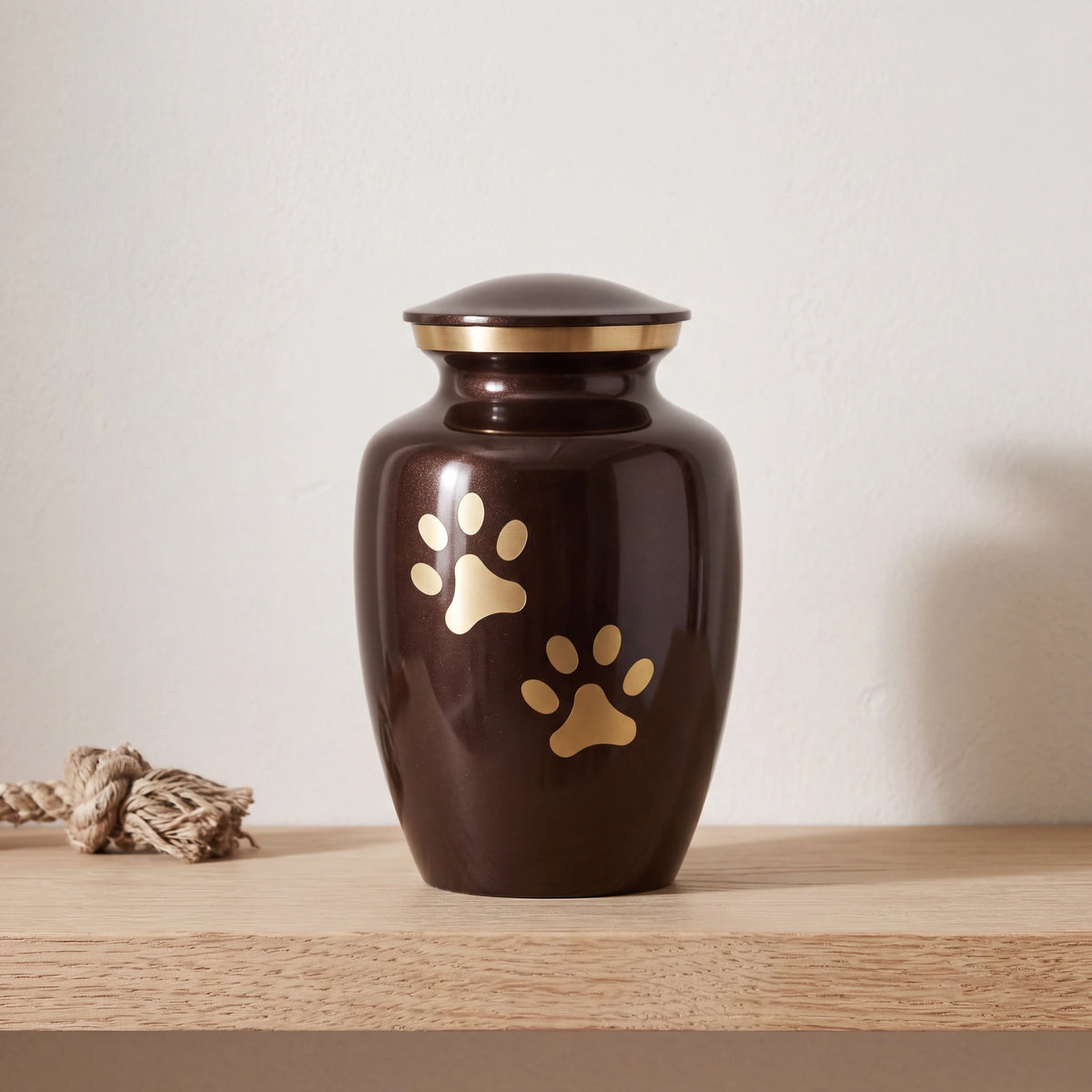 Golden-Pawprints-Pet-Urn-for-Ashes-in-Dark-Brown-Gold-Medium-pet_soft_toy_shelf