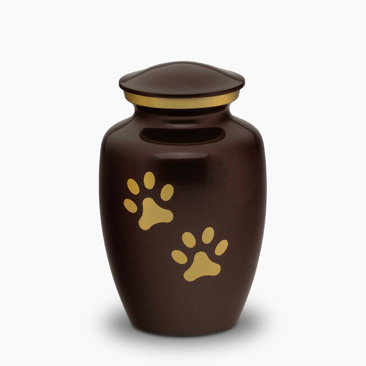 Golden Pawprints Pet Urn for Ashes in Dark Brown and Gold Medium