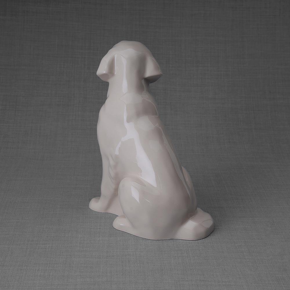 Golden Retriever Pet Urn for Ashes in Cream Back