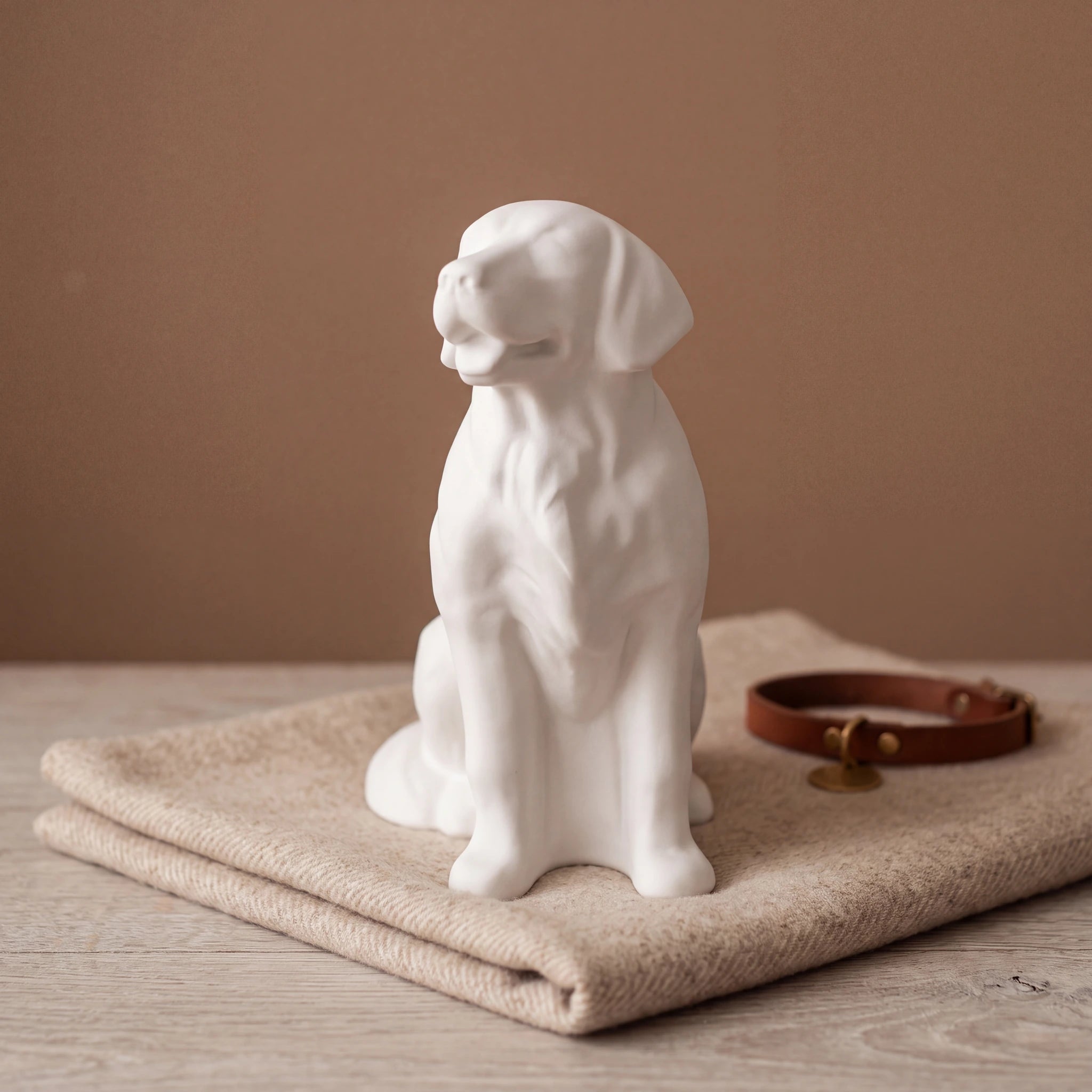 Golden-Retriever-Pet-Urn-for-Ashes-in-Matte-White-pet_blanket_fold