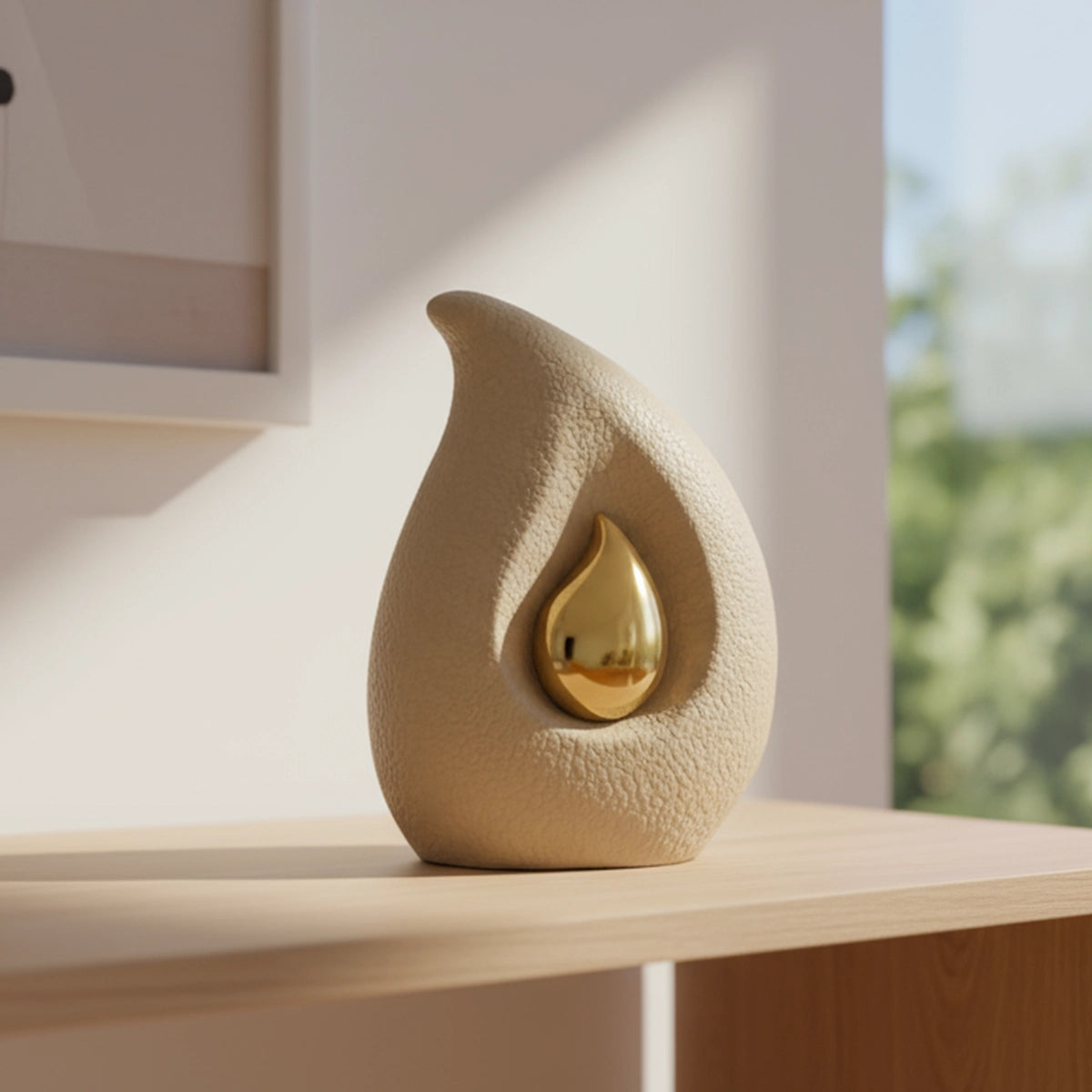 Golden Teardrop Medium Urn for Ashes